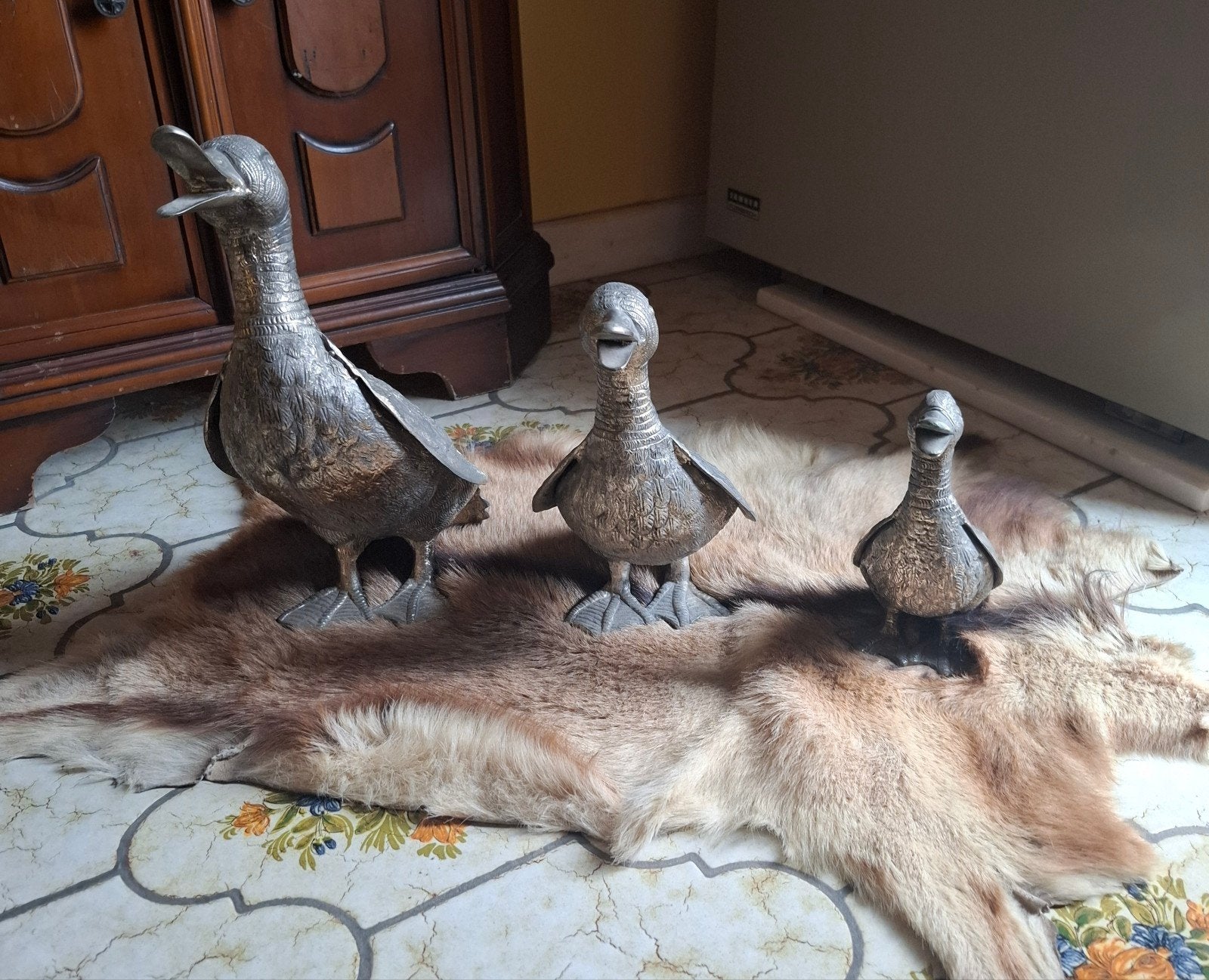 Ensemble de 3 statues de canard de style Mauro Manetti Duck, Antiquités & Art, Enlèvement