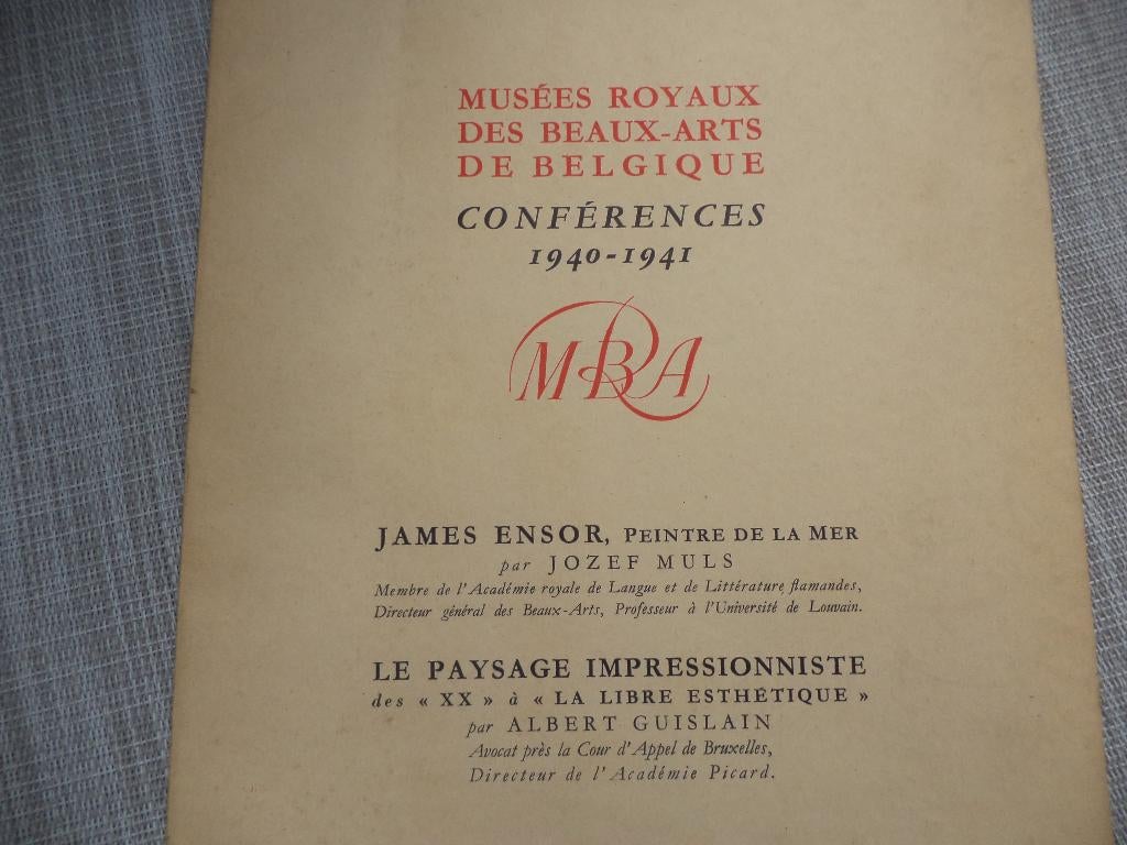 James ENSOR 'Peintre de la Mer' Jozef Muls 1940, Conférences, Ophalen of Verzenden
