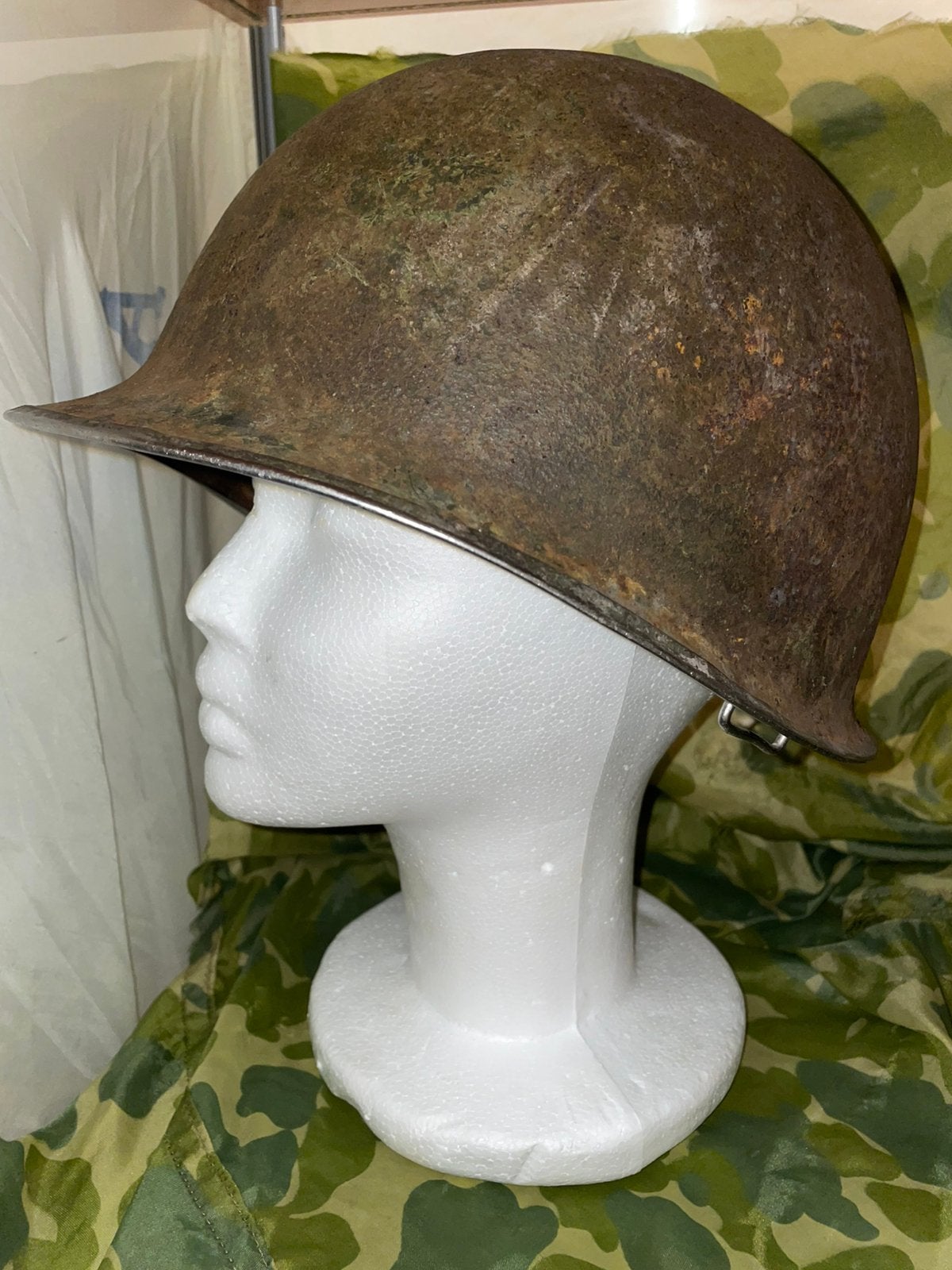 Ww2 us helm front seam fixed bale firestone, Verzamelen, Ophalen of Verzenden