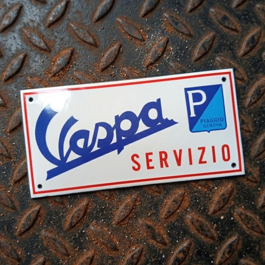 Emaille Schild VESPA Vintage Scooter Reclamebord Italië 80's, Envoi, Utilisé, Panneau publicitaire