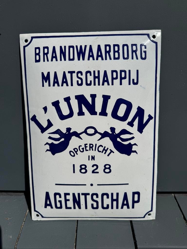 L’Union oud emaille reclamebord, Verzamelen, Ophalen of Verzenden, Gebruikt, Reclamebord
