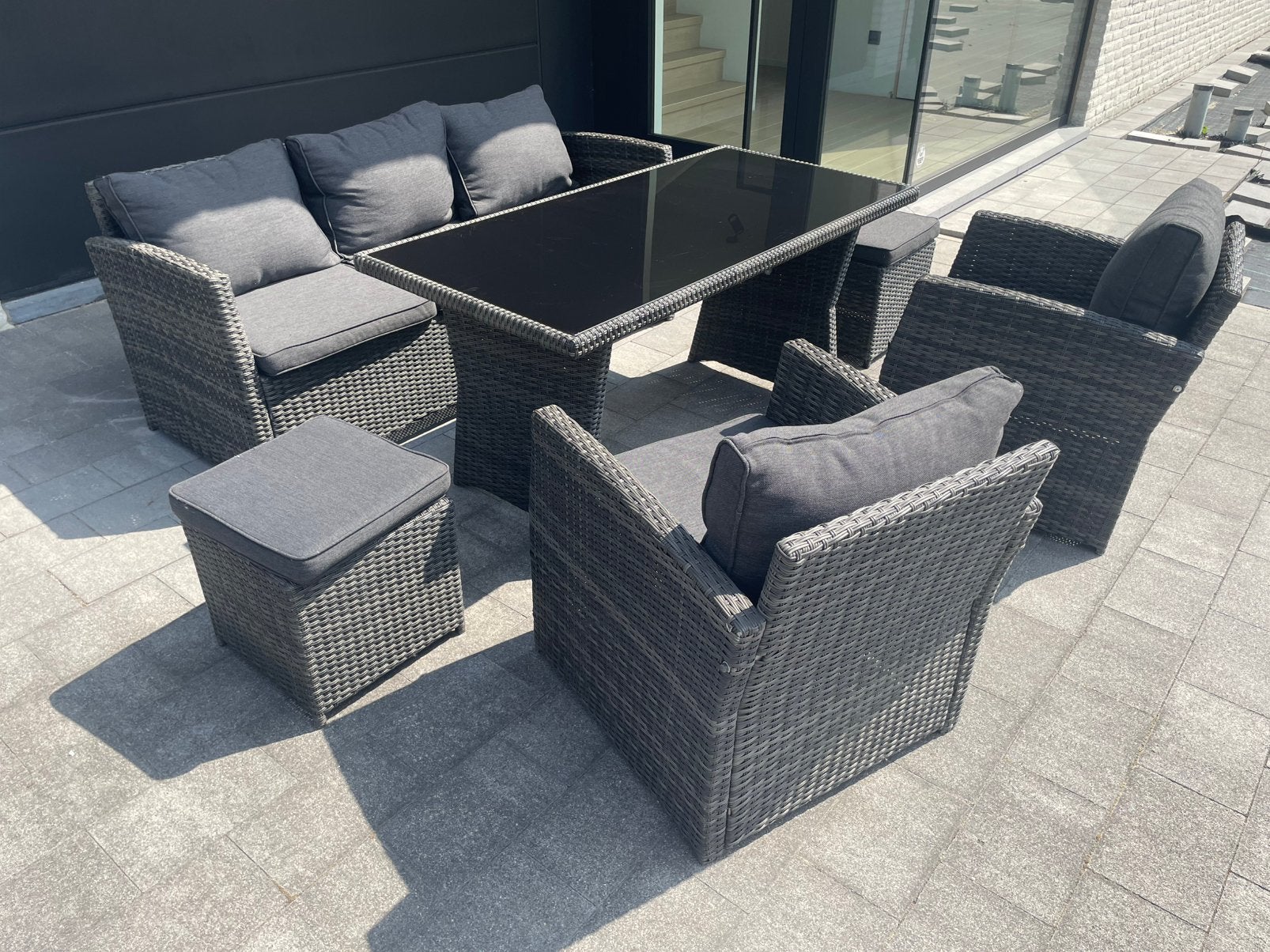 Luxe wicker tuinset – Zo goed als nieuw – 8-delig, Tuin en Terras, Ophalen, Zo goed als nieuw, Wicker, Tuinset
