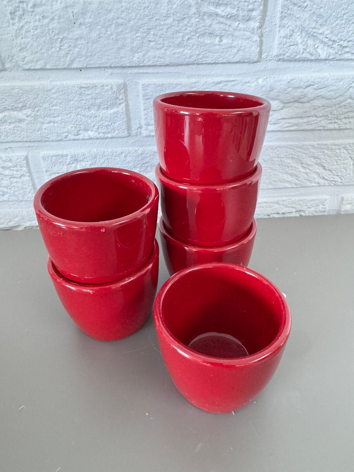Lot 6 cache-pots rouges en céramique, Rouge, Caoutchouc/élastomères, Comme neuf, Enlèvement