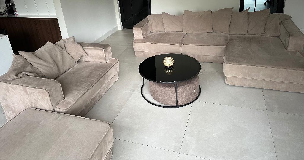 Zetel Taupe, Huis en Inrichting, Ophalen, Overige materialen, 250 tot 300 cm, Gebruikt