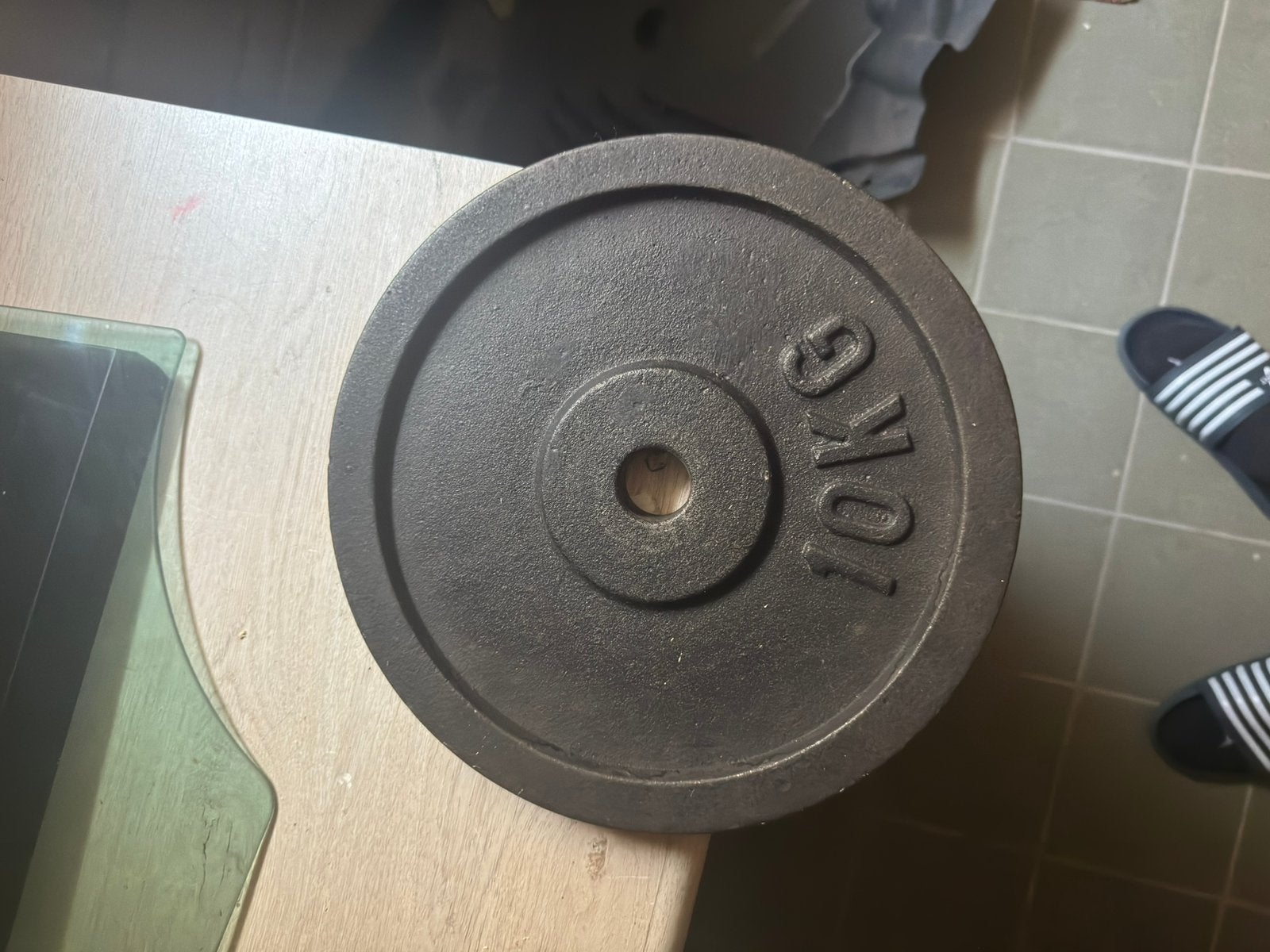 Ijzer Halterschijf iron weight plate 10kg, Sport en Fitness, Ophalen, Zo goed als nieuw
