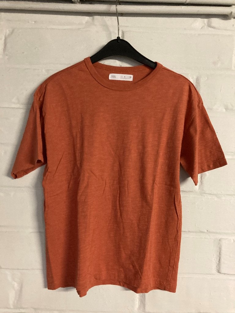 Roestkleurig t-shirt, Zara, 128, 8 jaar, Ophalen of Verzenden, Zo goed als nieuw, Zara, Shirt of Longsleeve