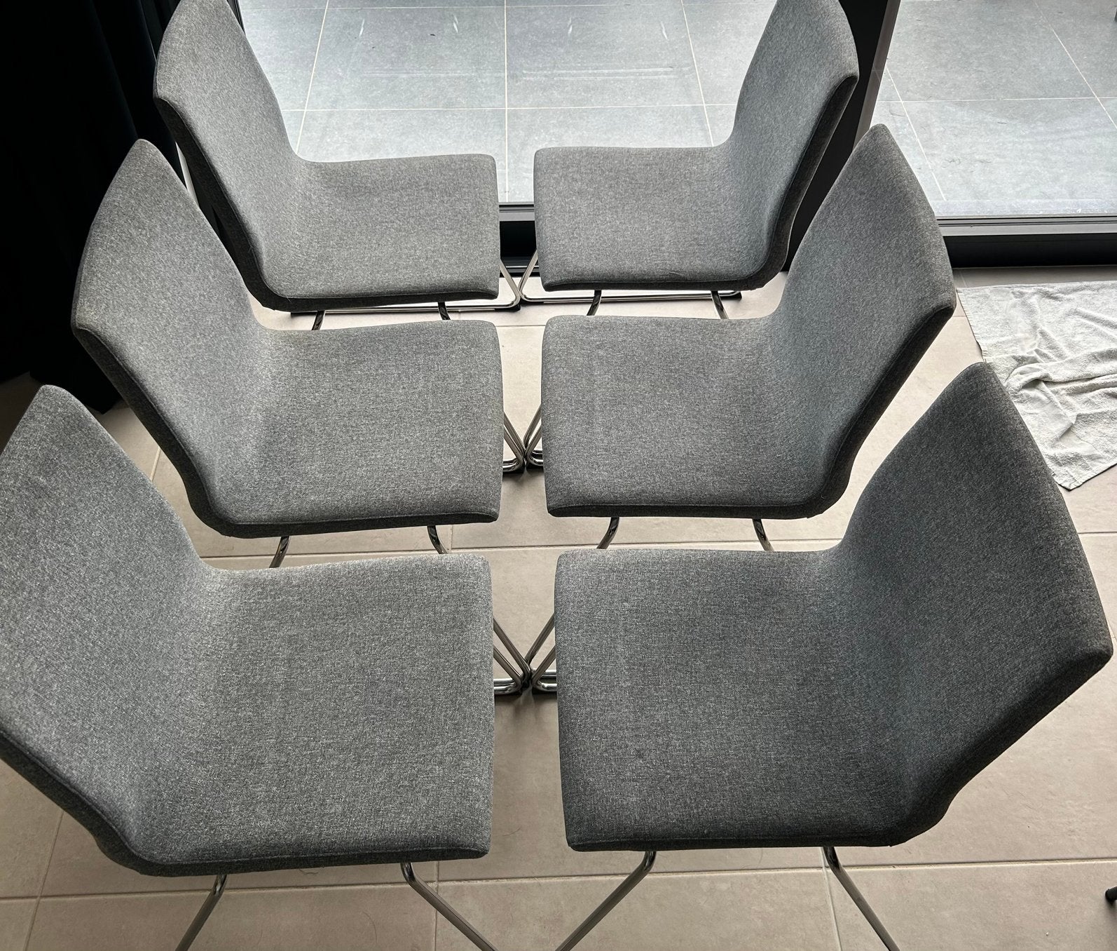 6 stoelen, Huis en Inrichting, Ophalen, Gebruikt, Metaal, Grijs
