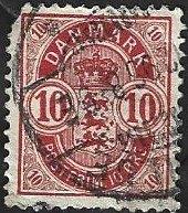 1 Postzegel Denemarken 1882 Rijkwapen, Ophalen of Verzenden, Denemarken, Gestempeld