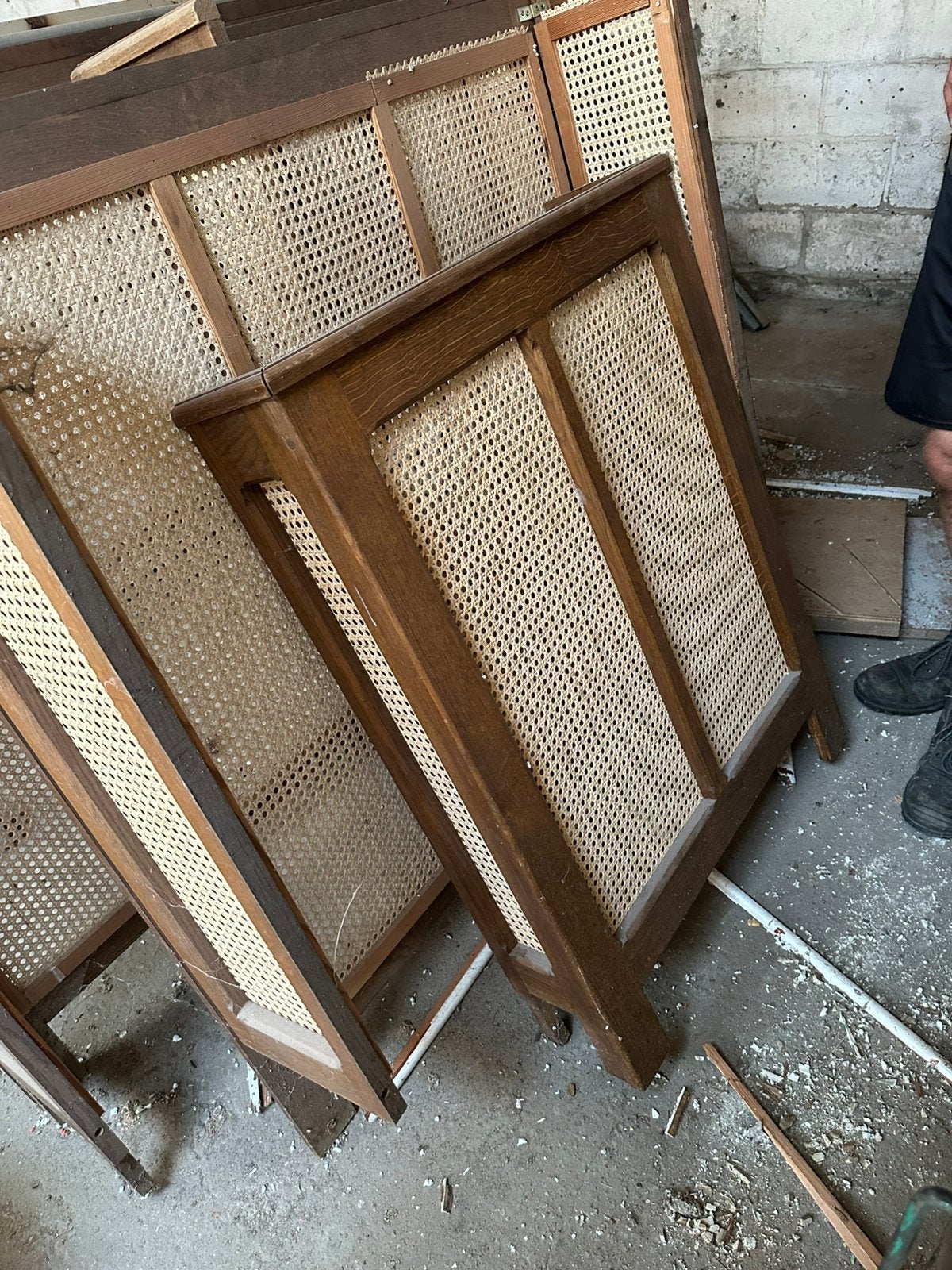 4x radiator ombouw hout met rotan vintage retro art deco, Ophalen, Gebruikt, Overige typen, 60 tot 150 cm