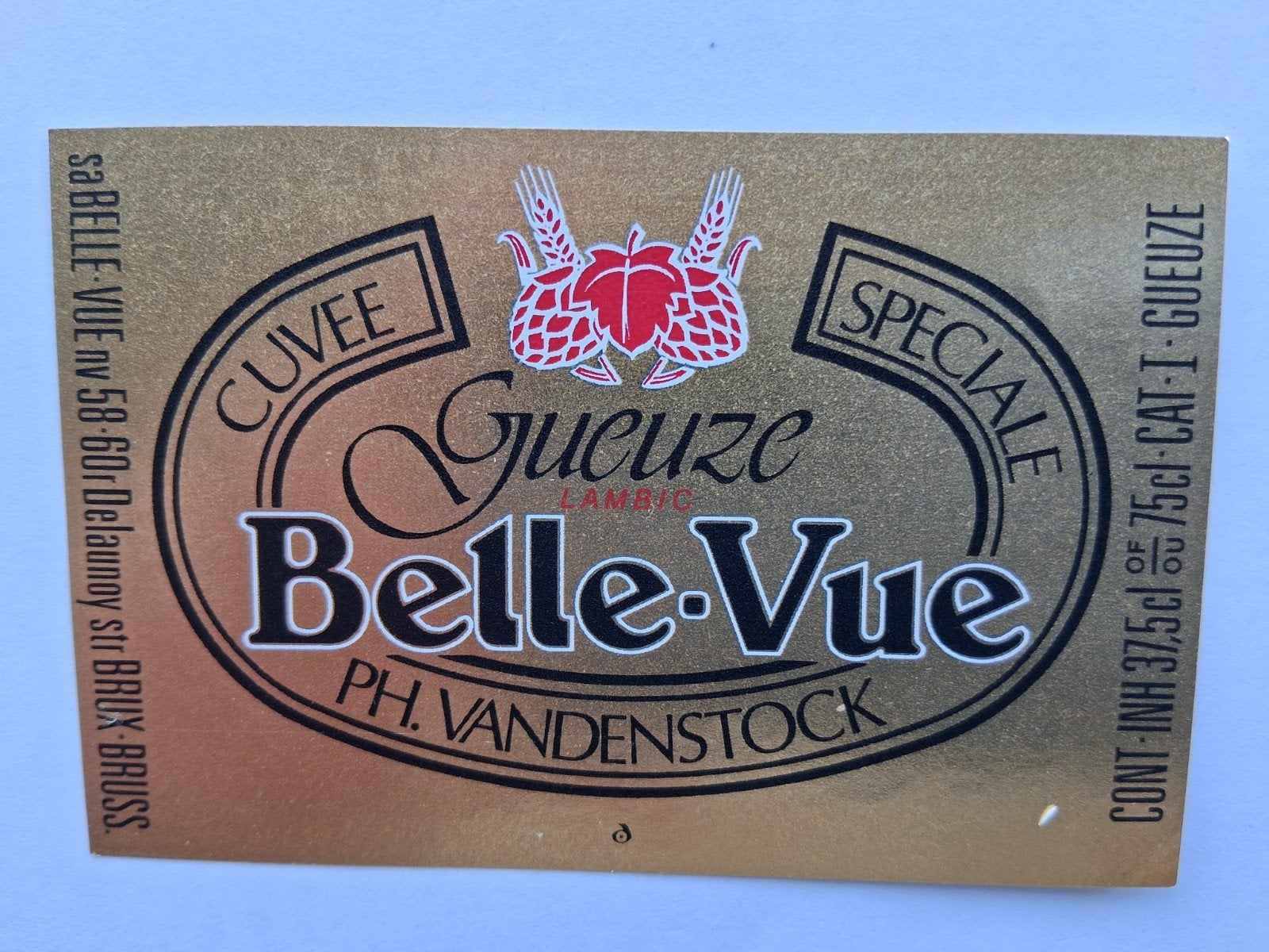 bieretiket Belgie Belle-Vue: Cuvee Gueuze #2, Envoi, Utilisé, Autres types, Autres marques