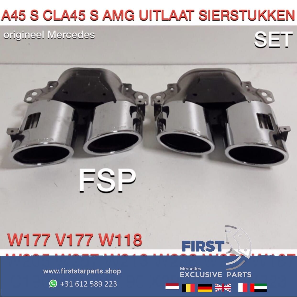 W118 C118 X118 CLA 45 S UITLAAT SIERSTUKKEN SET CHROOM origi, Utilisé, -, -, Enlèvement ou Envoi