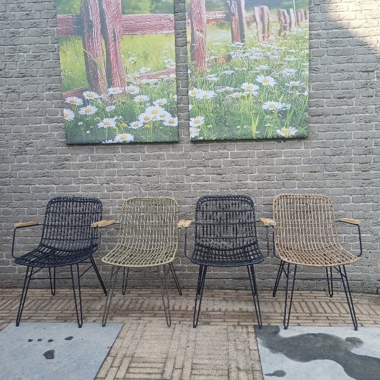 4 hippe tuinstoelen, Jardin & Terrasse, Chaises de jardin, Enlèvement, Osier