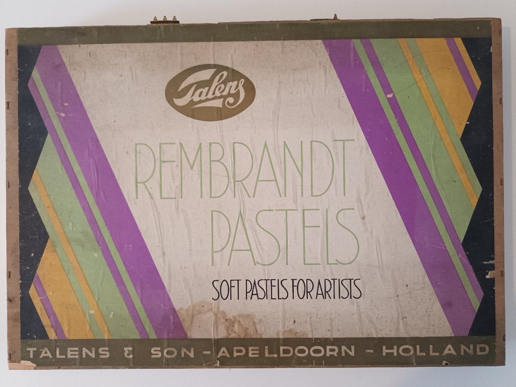Vintage Talens Rembrandt 96+ softpastels in houten kistje, Ophalen of Verzenden, Gebruikt