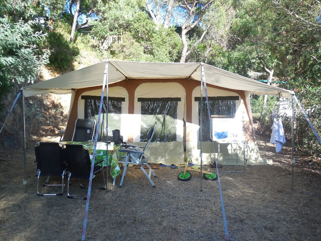 campingcar/vouwwagen Trigano Olymp GL sept.2013, Caravans en Kamperen, Ophalen, Trigano, Beige, Aanwezig