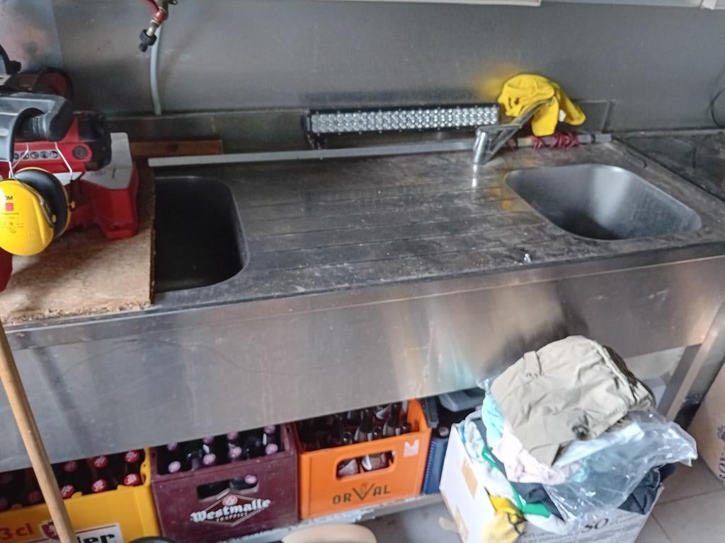 Inox dubbele spoelbak, Ophalen