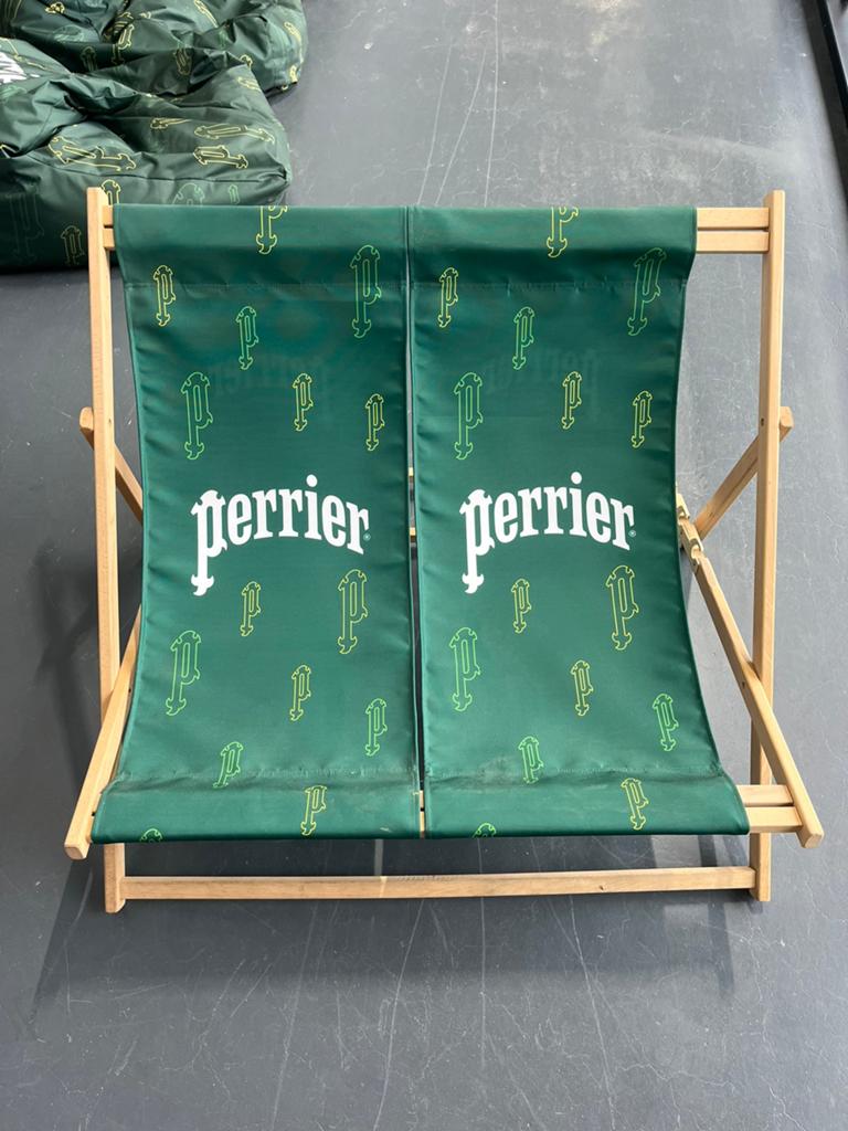 Perrier dubbele ligstoel / duo strandstoel – limited edition, Ophalen, Zo goed als nieuw