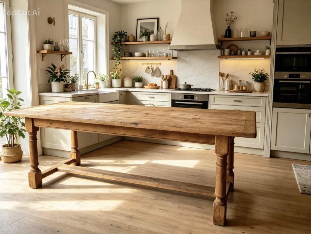 Landelijke eiken tafel, Huis en Inrichting, Tafels | Eettafels, Ophalen, Gebruikt, Eikenhout