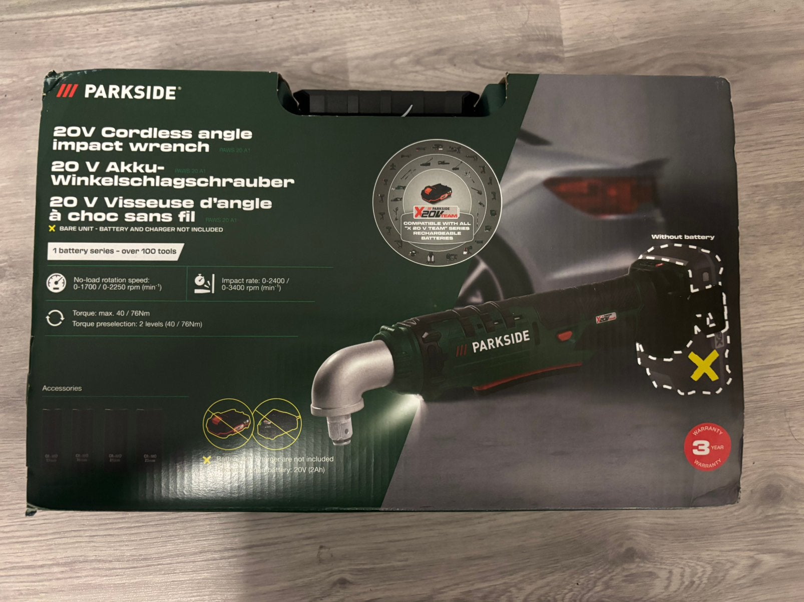Parkside accu haakse slagmoersleutel, Ophalen, Nieuw