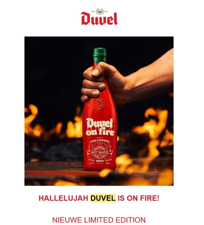 Duvel on Fire ongeopend nog in de doos, Ophalen of Verzenden, Nieuw, Flesje(s), Duvel