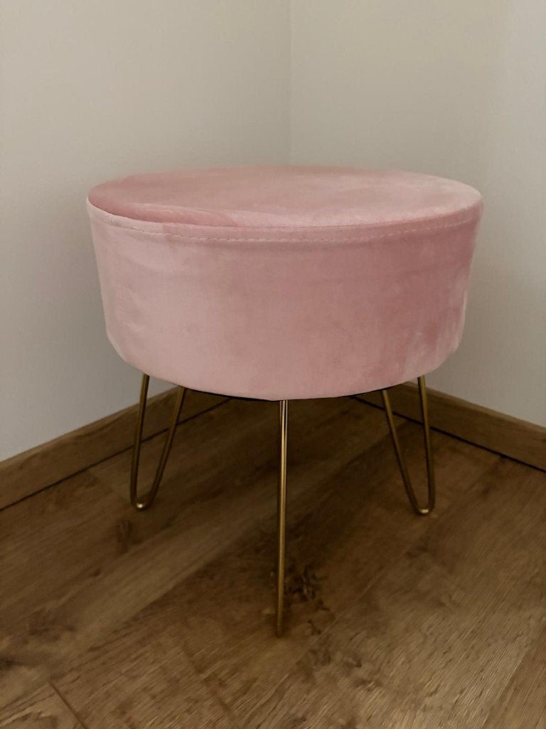 Roze poef, Huis en Inrichting, Ophalen, Minder dan 50 cm, Rond, Minder dan 50 cm