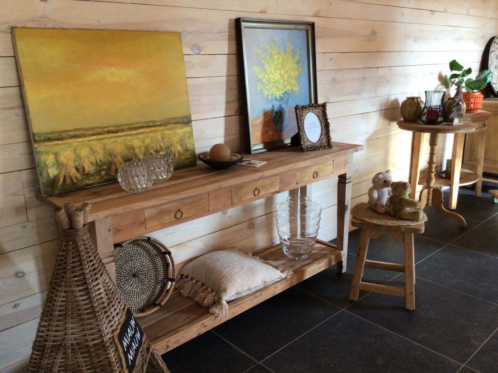 oude landelijke sidetable opgemaakt in nieuwstaat, Huis en Inrichting, Ophalen, Teakhout, Nieuw, Stoer landelijk
