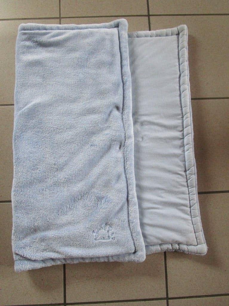 Fleece deken voor babybedje babywiegje, Gebruikt, 90 cm, Dubbelzijdig, Blauw