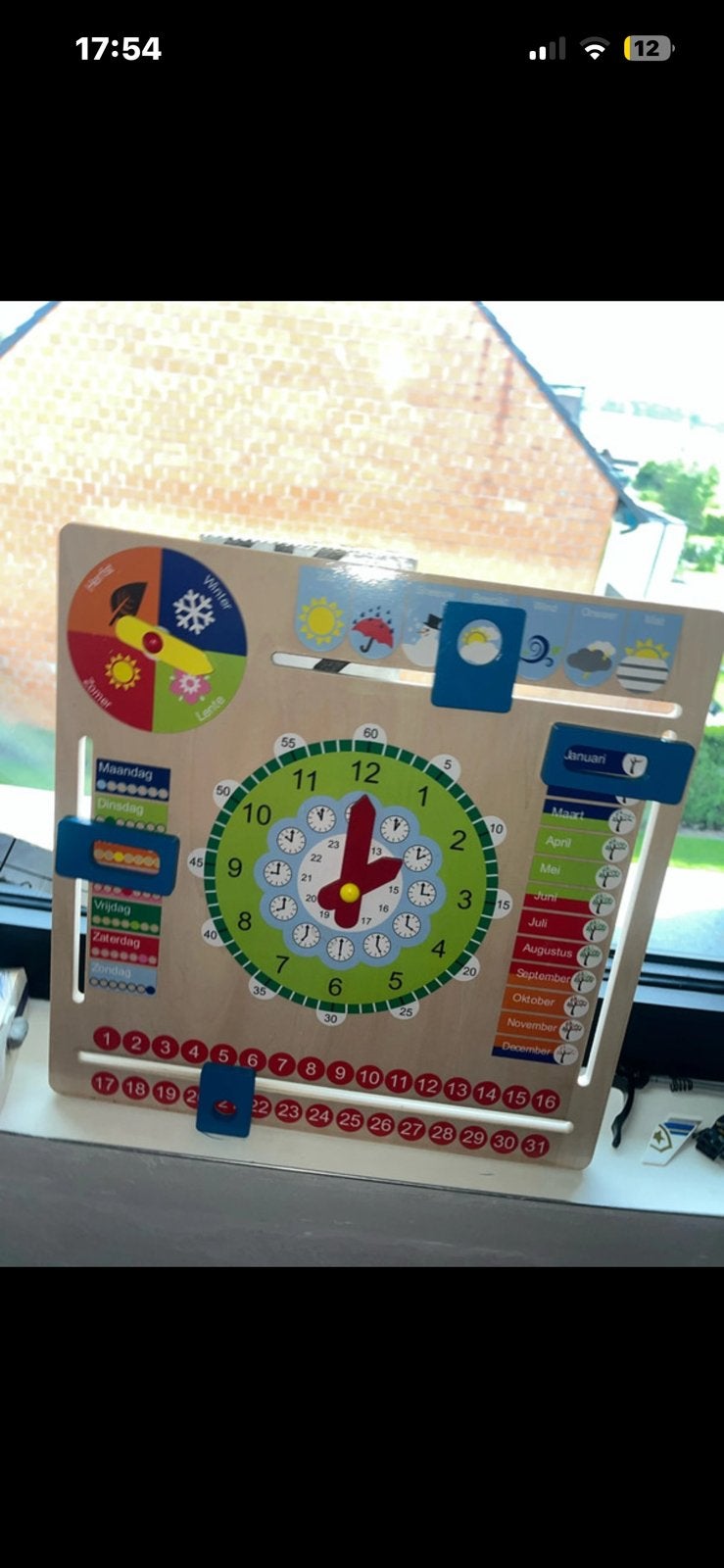 Houten kalenderklok, Enfants & Bébés, Jouets | Éducatifs & Créatifs, Enlèvement, Comme neuf