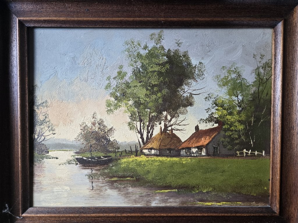 Olieverfschilder BERWINT in een prachtige houten lijst, Ophalen, Doek, Landschap, Olieverf