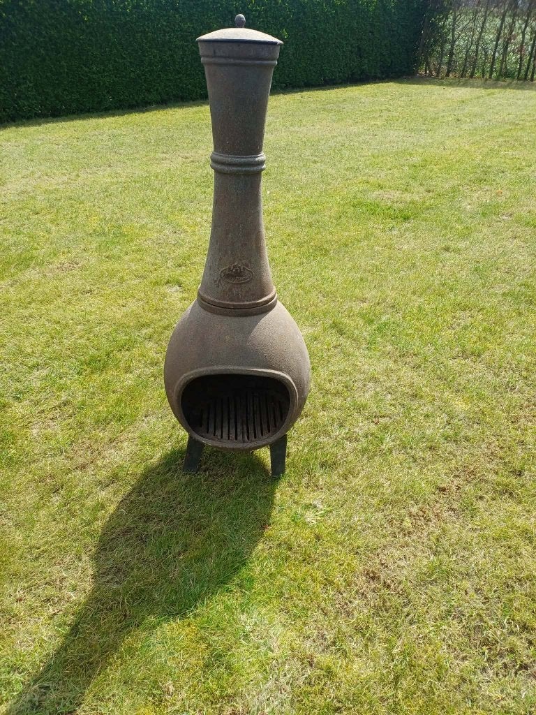 Gietijzeren terraskachel - buitenkachel, Tuin en Terras, Ophalen, Gebruikt