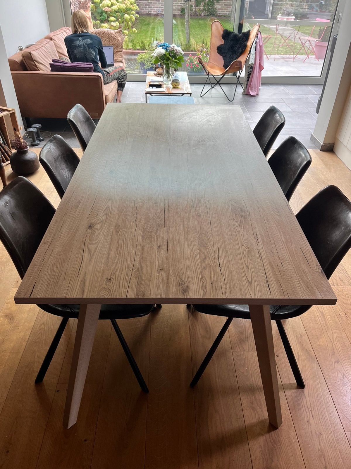 Table de salle à manger laminée pâle, 90x180 cm, 150 à 200 cm, Cinq personnes ou plus, Comme neuf, Enlèvement