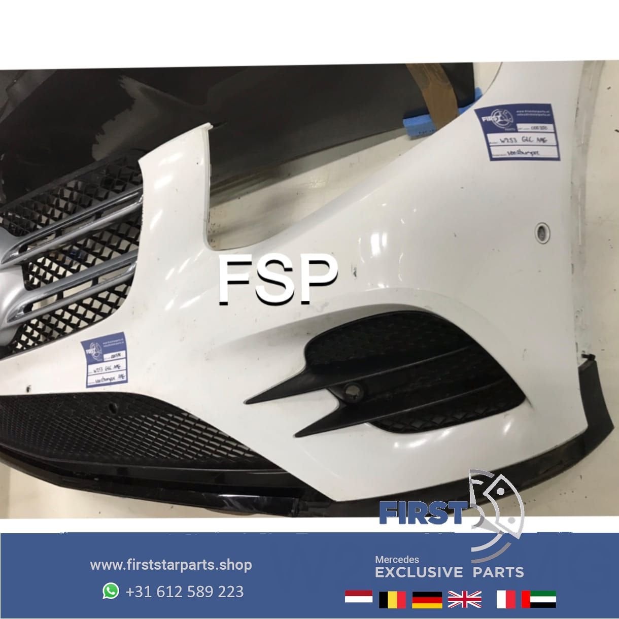 W253 GLC AMG Voorbumper Mercedes origineel wit 2016-2019 bum, Gebruikt, -, Voor, Ophalen of Verzenden