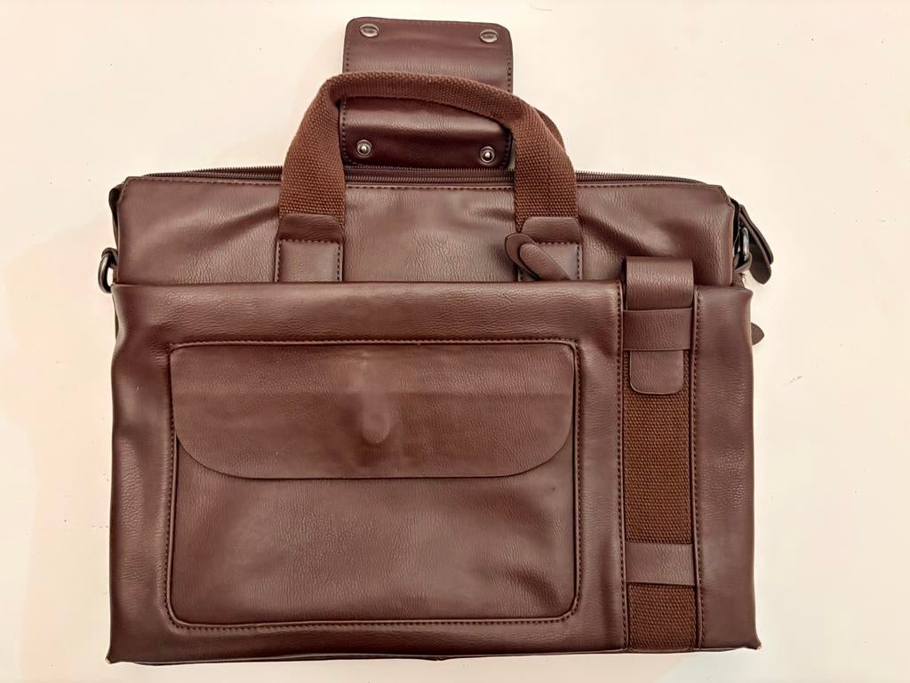 Bruine leren laptoptas / aktetas – goede staat, Ophalen, Zo goed als nieuw, Aktetas