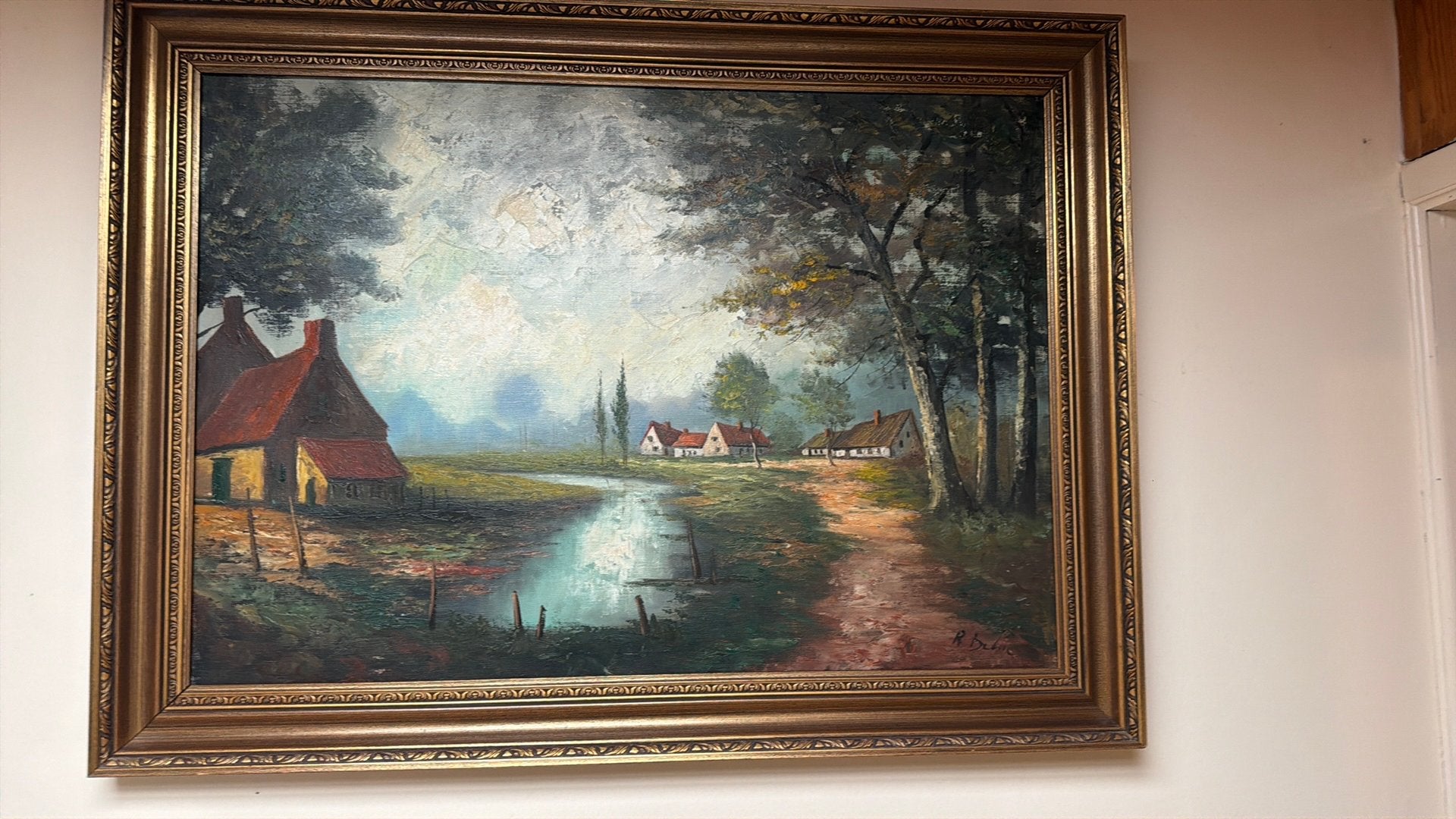 Peinture, Paysage, Enlèvement, Toile, Encadré