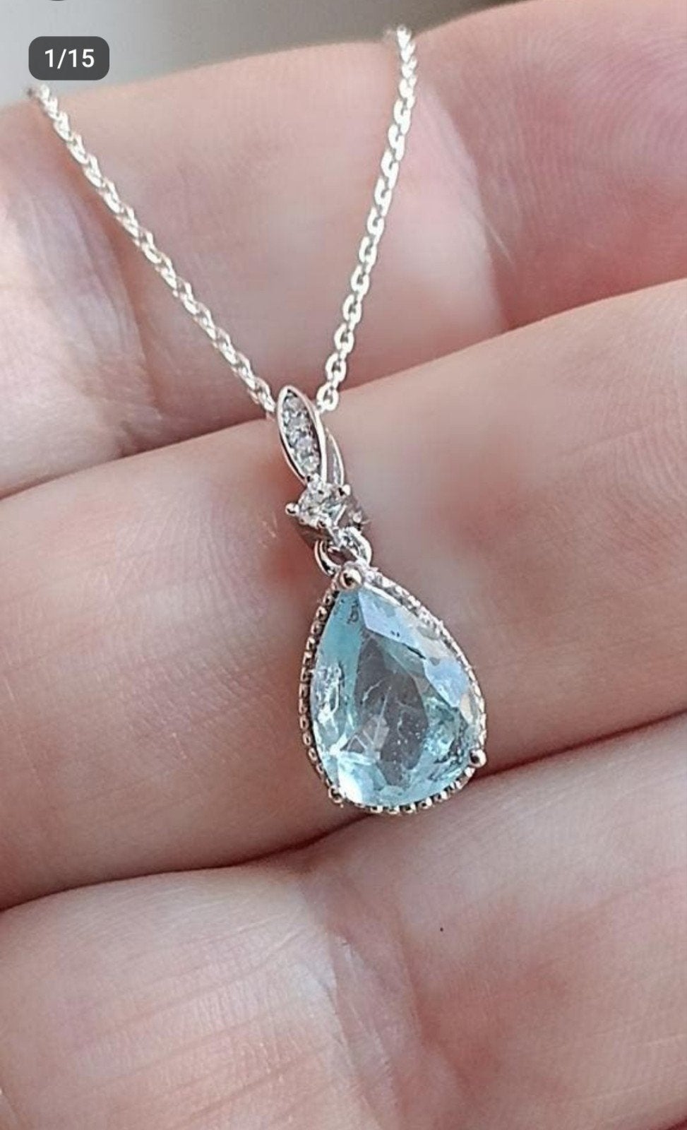 Pendentif en argent massif 925 avec topaze bleue naturelle, Neuf, Enlèvement, Avec pierre précieuse, Argent