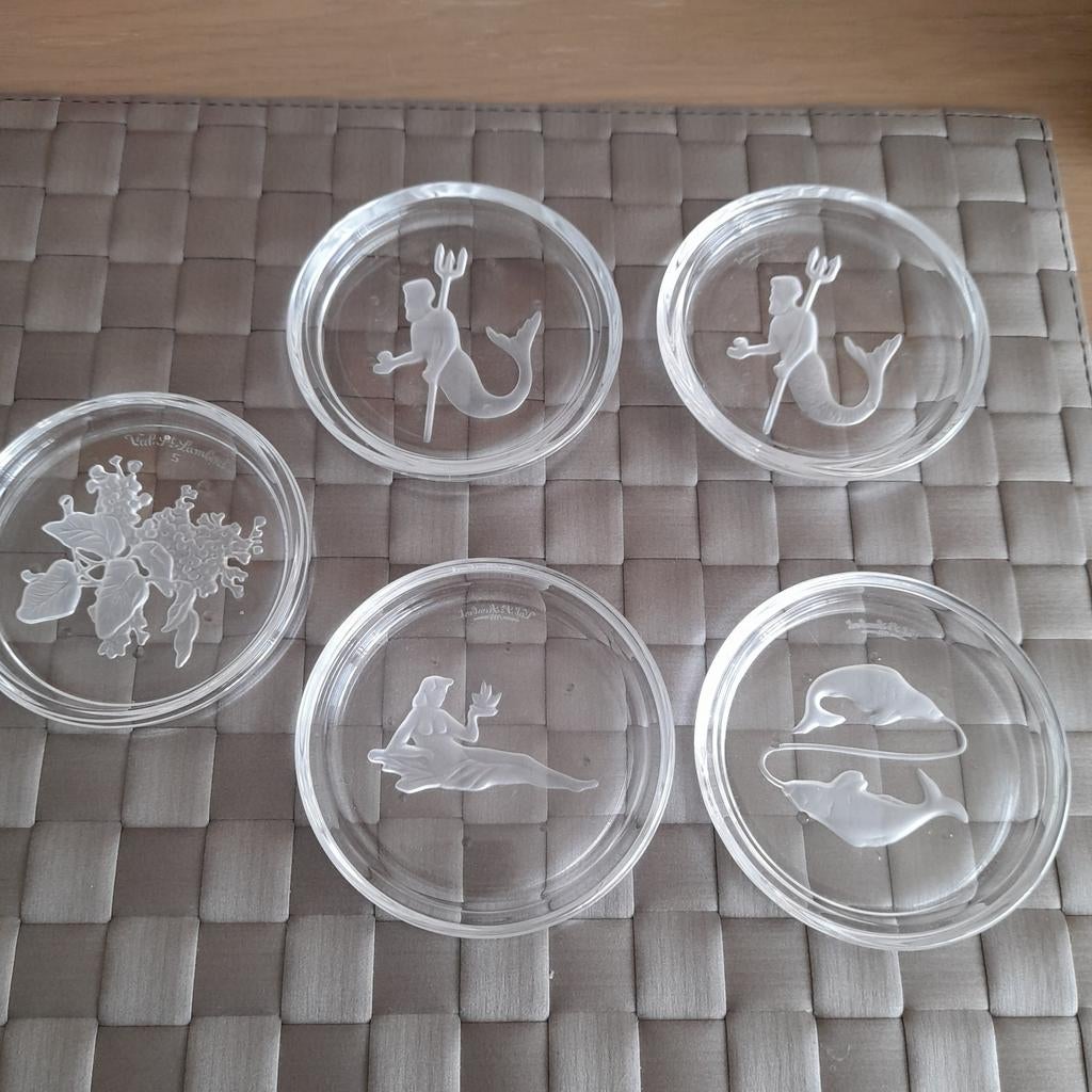 5 kristallen onderzetters Val Saint Lambert. (lot), Antiek en Kunst, Ophalen of Verzenden
