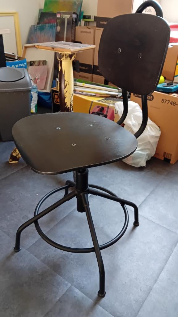 vintage bureaustoel zwart verstelbaar, Enlèvement, Utilisé, Noir, Chaise de bureau