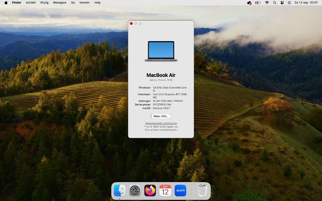 Macbook Air Retina 13" 2019, Computers en Software, Ophalen, 256 GB, Qwerty, 13 inch