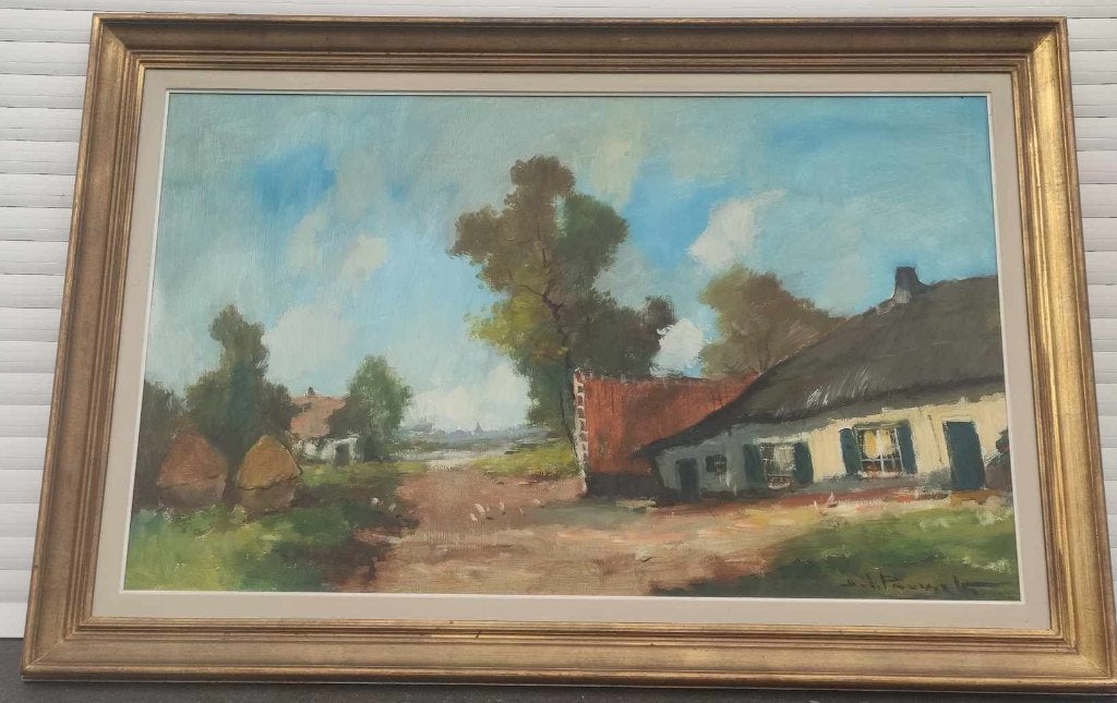 huile sur toile signe henri joseph pauwels, Antiek en Kunst, Kunst | Schilderijen | Klassiek, Ophalen, Doek