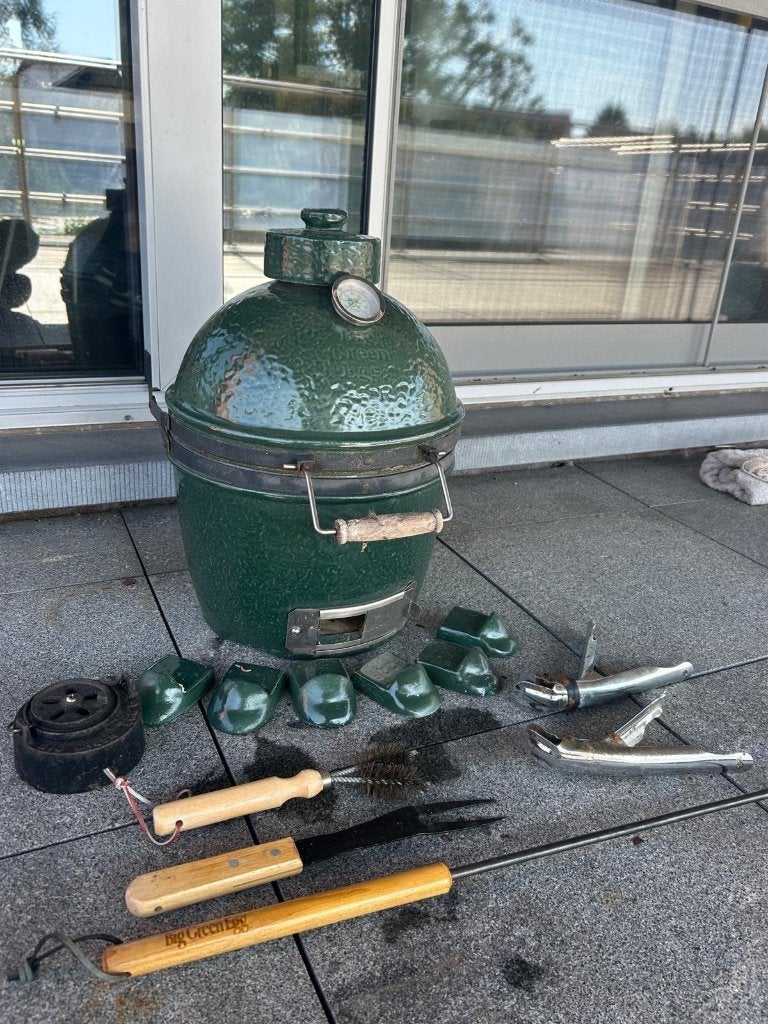 mini green egg BBQ, Tuin en Terras, Ophalen, Gebruikt, Met accessoires