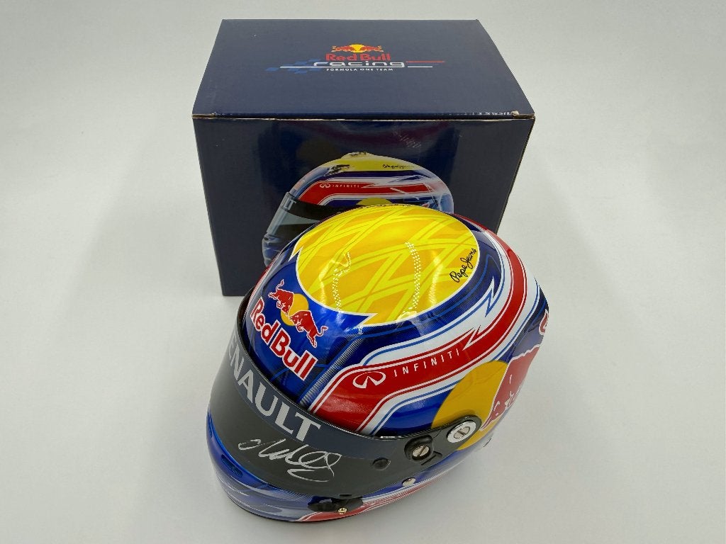 1/2 casque helmet F1 Webber 2013 (Red Bull) signé, Enlèvement ou Envoi