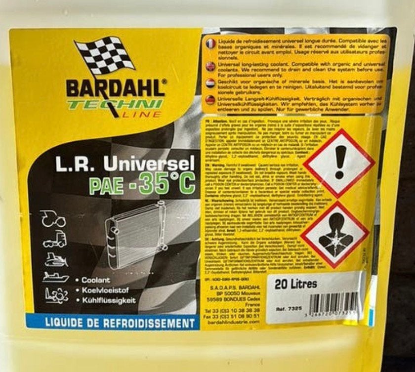 Bardahl koelvloeistof pea-35C, Enlèvement