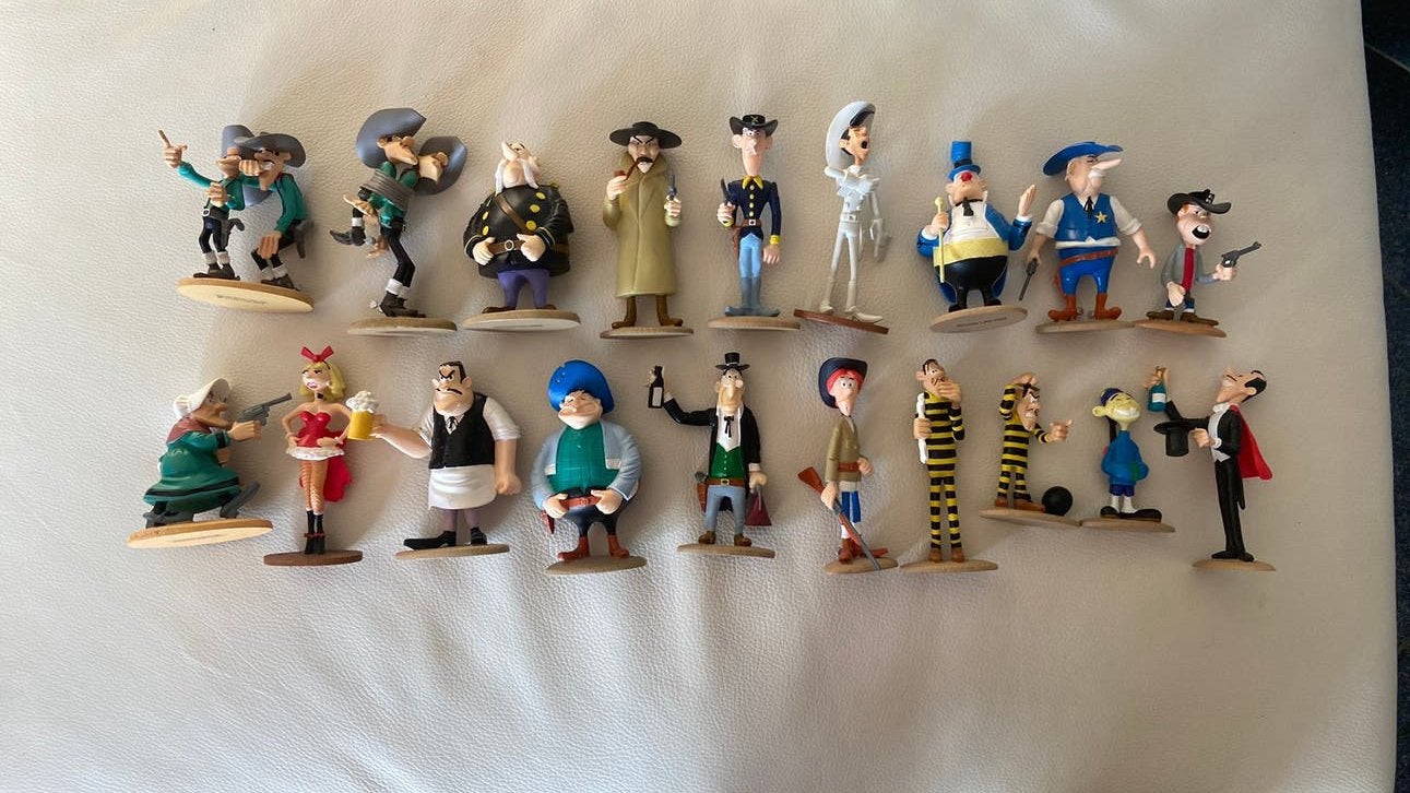 Lot de 19 personnages Lucky Luke Atlas Marie Leblon 2003, Enlèvement ou Envoi, Comme neuf, Statue ou Figurine