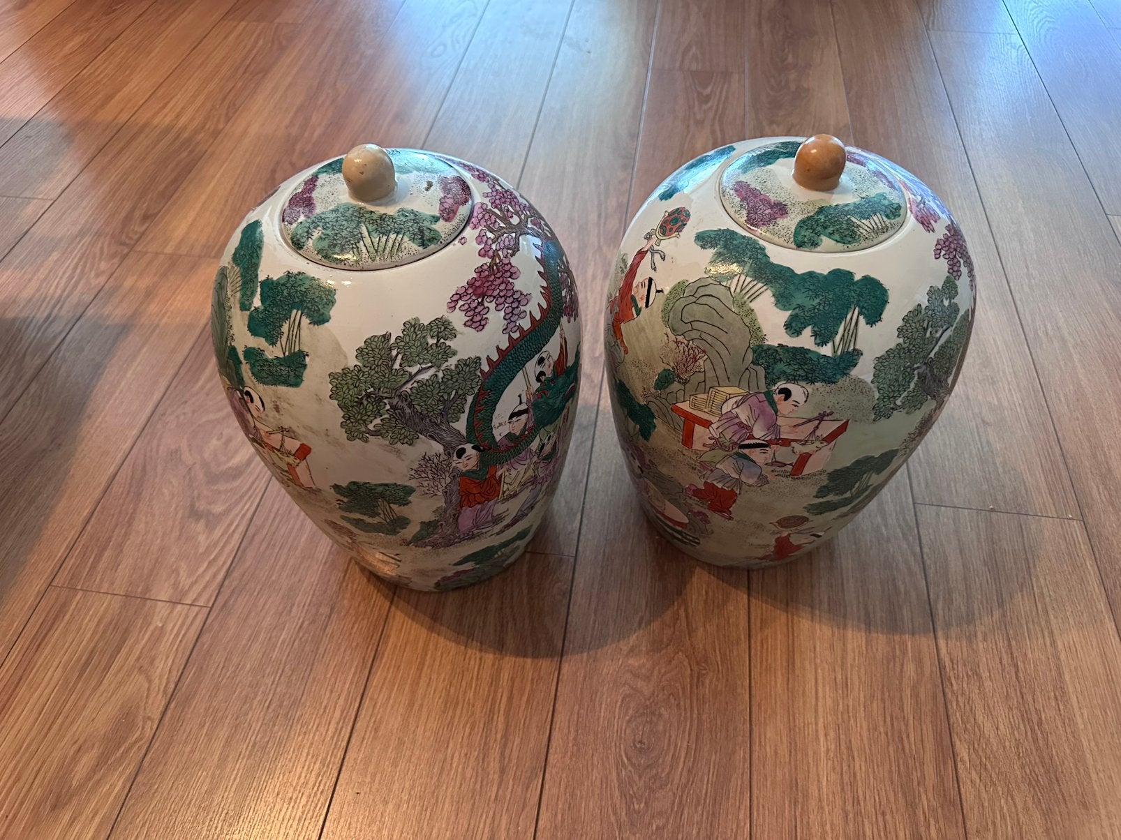 Prachtig duo Chinese vazen met deksel, Antiek en Kunst, Ophalen