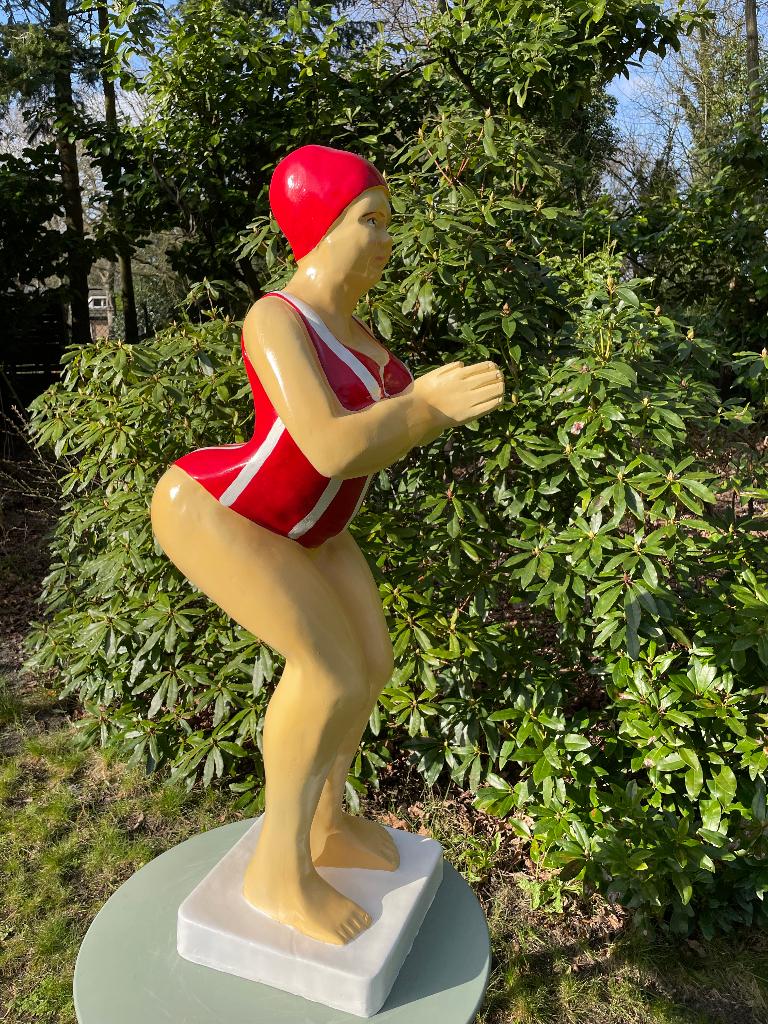Duikende dame jacuzzi tuin, zwembad, vijver 115cm, Tuin en Terras, Ophalen, Nieuw, Kunststof, Mensenbeeld