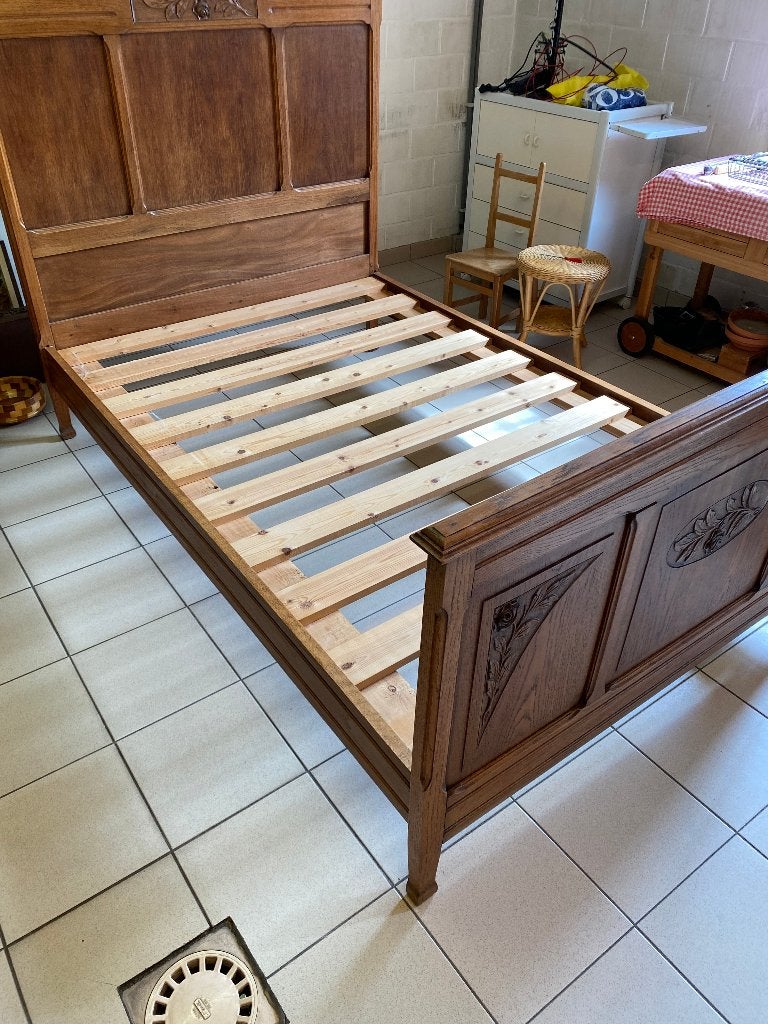 antiek houten bedkader, Ophalen, 80 cm