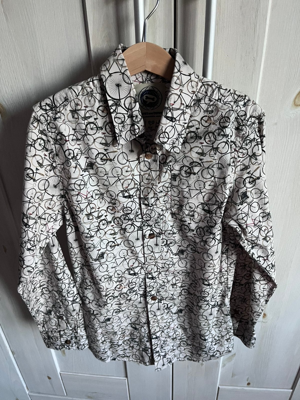 Hemd met fietsen Stones and bones maat 12 jaar, Ophalen of Verzenden, Gebruikt, Jongen, Shirt of Longsleeve