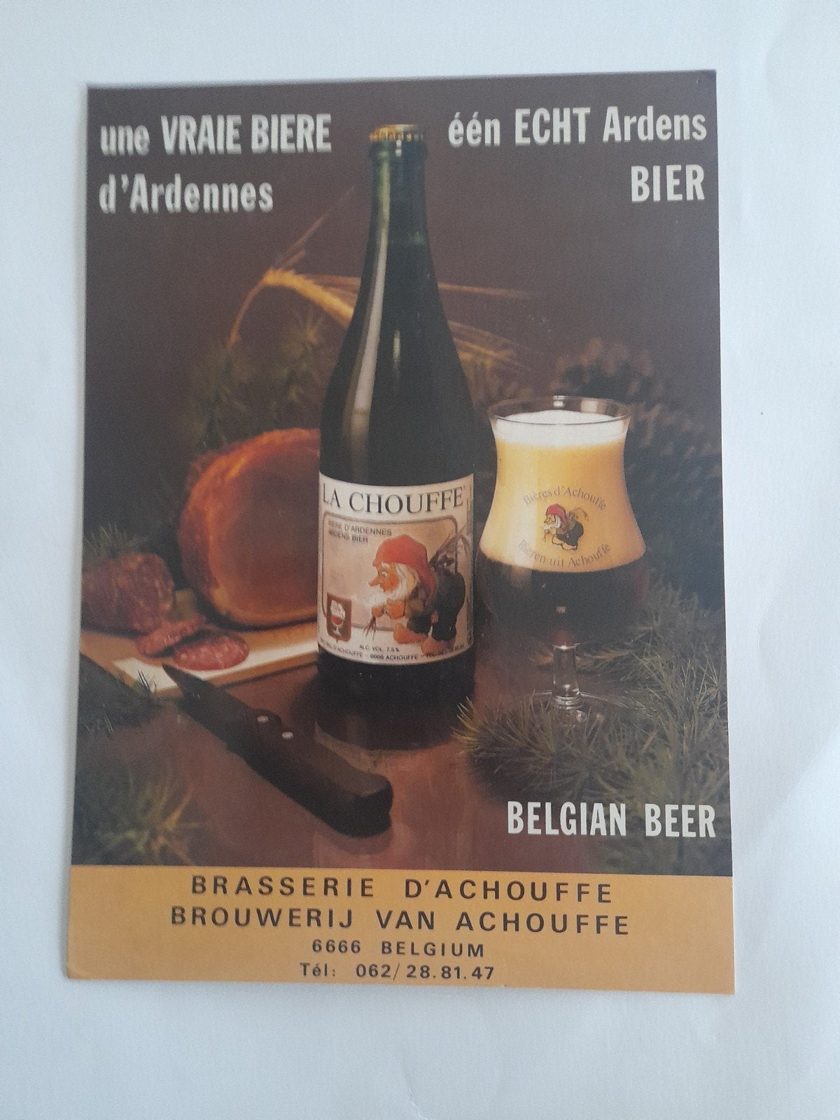 kartonnen bordje brouwerij van achouffe, Ophalen of Verzenden