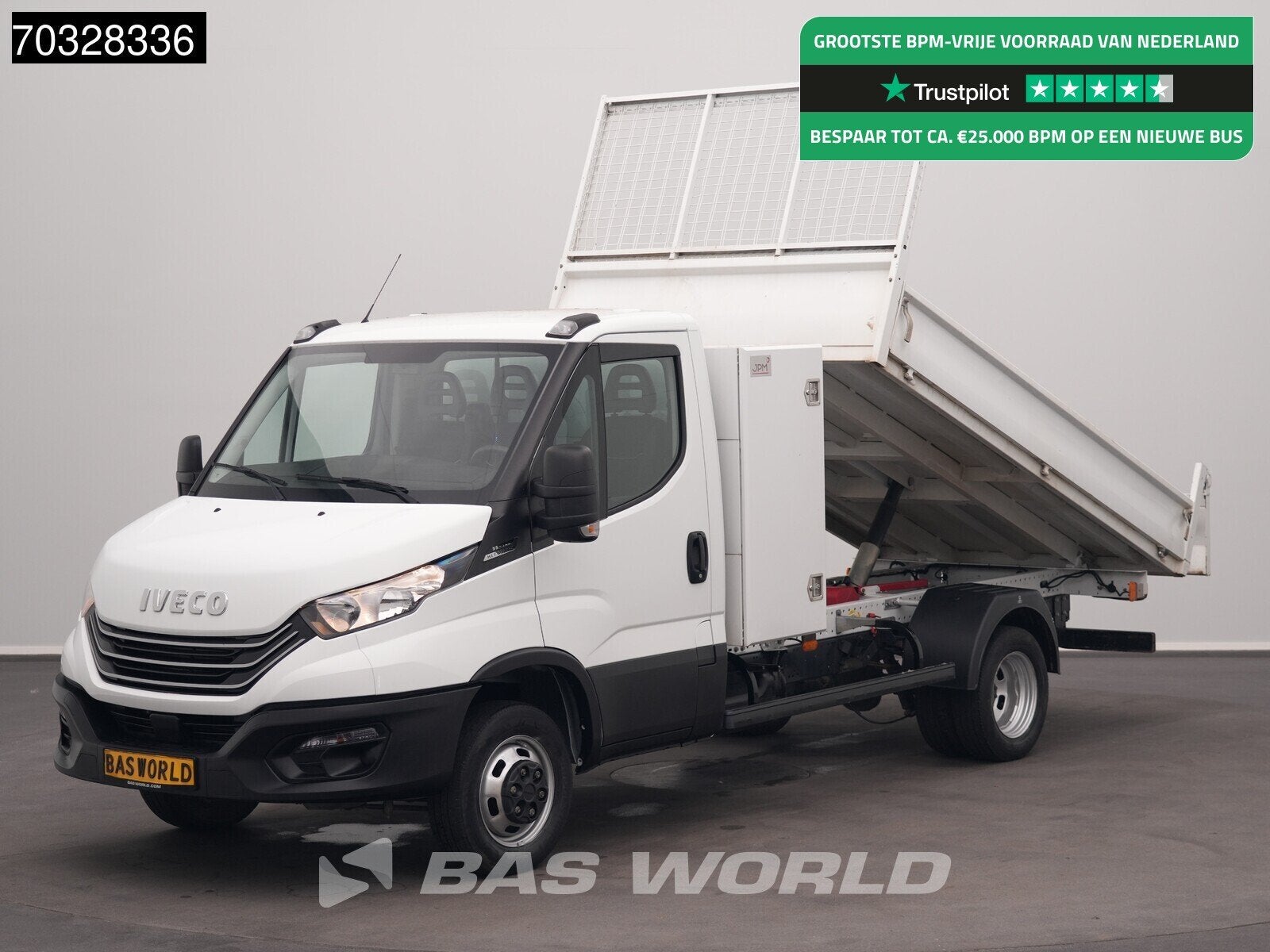 Iveco Daily 35C14 Automaat Dubbellucht Kipper met Kist 3,5t, Automaat, Stof, Gebruikt, Euro 6