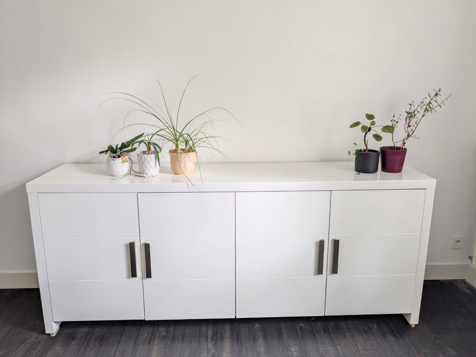 Witte dressoir, Enlèvement, 25 à 50 cm, 200 cm ou plus, Avec tablette(s)