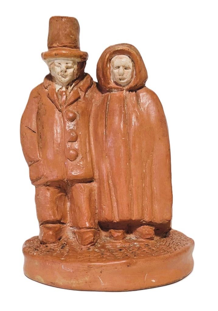 Antiek terracottabeeld., Antiek en Kunst, Groep mensen, Natuurlijk materiaal, Ophalen of Verzenden, Beeld